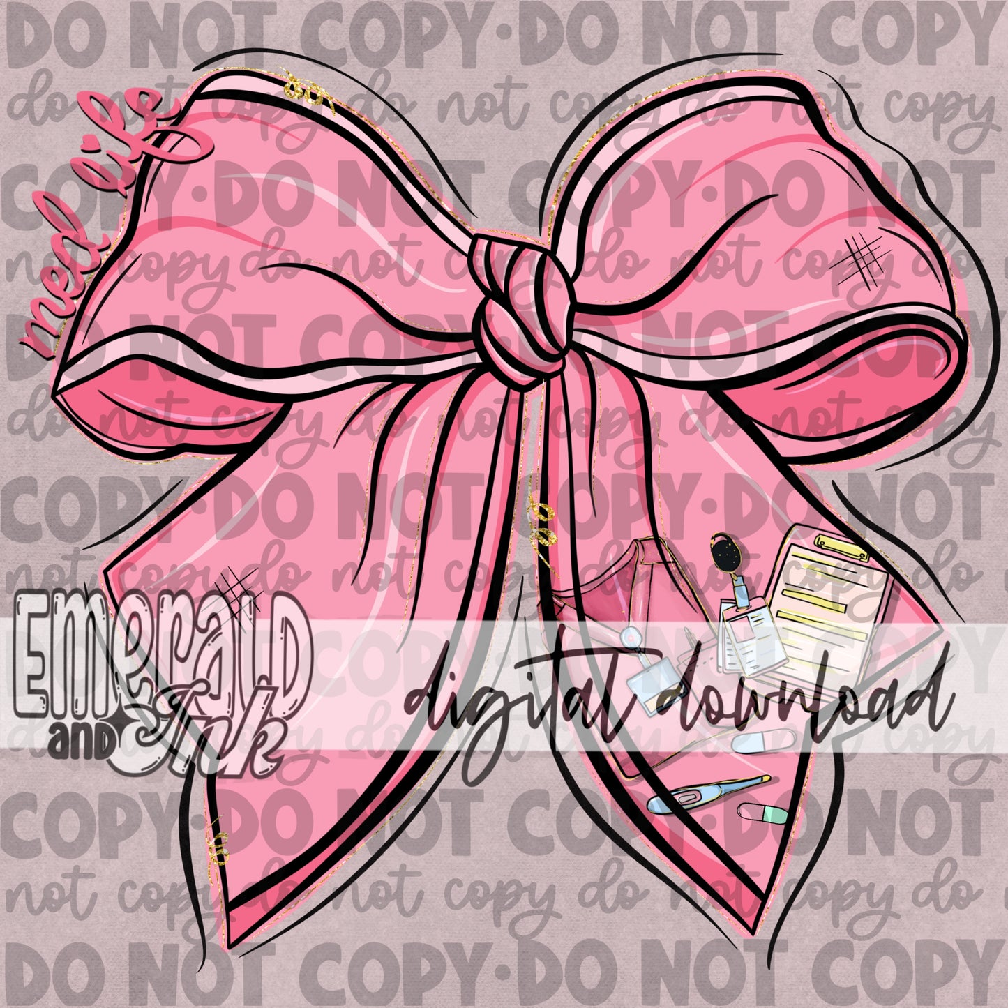 Med Life Pink Bow Digital Download