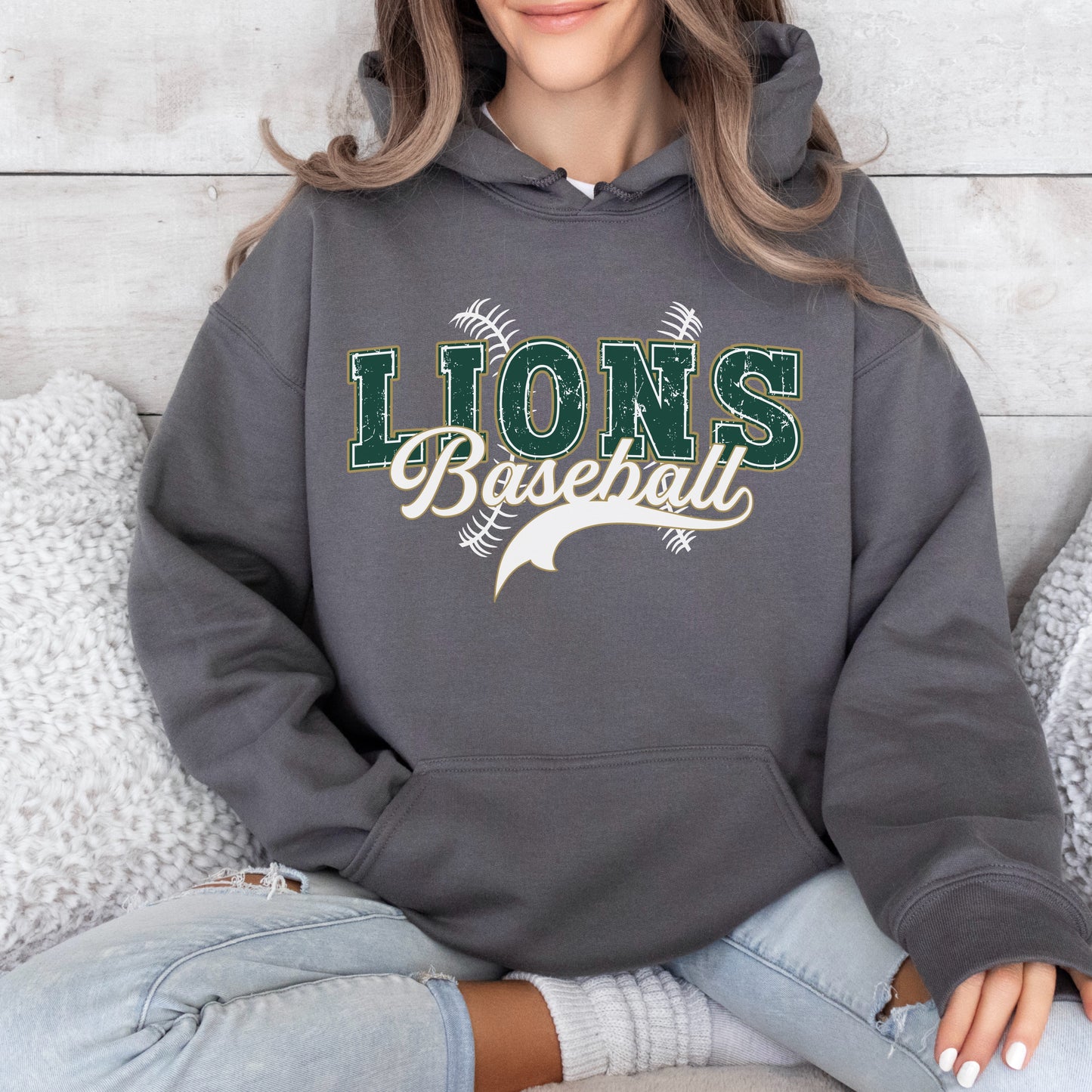 Lions Baseball Unisex Hoodie - Dark Grey