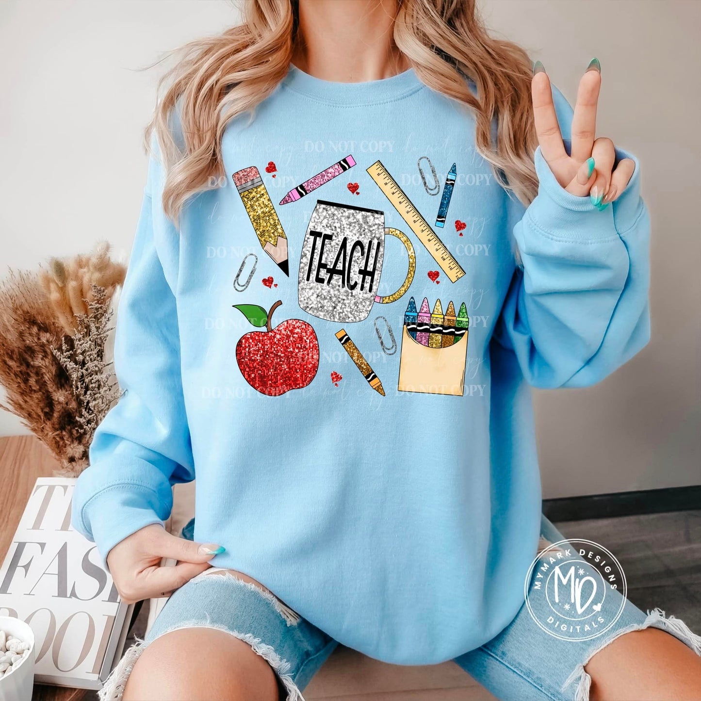 Glitter Teachers Things Collage (Teach) - DTF Transfer*TAT 7 biz days