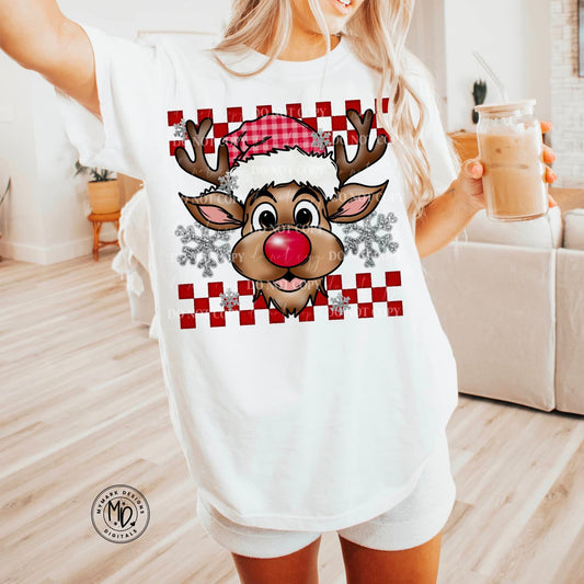 Cute Reindeer Red Nose - DTF Transfer*TAT 7 biz days