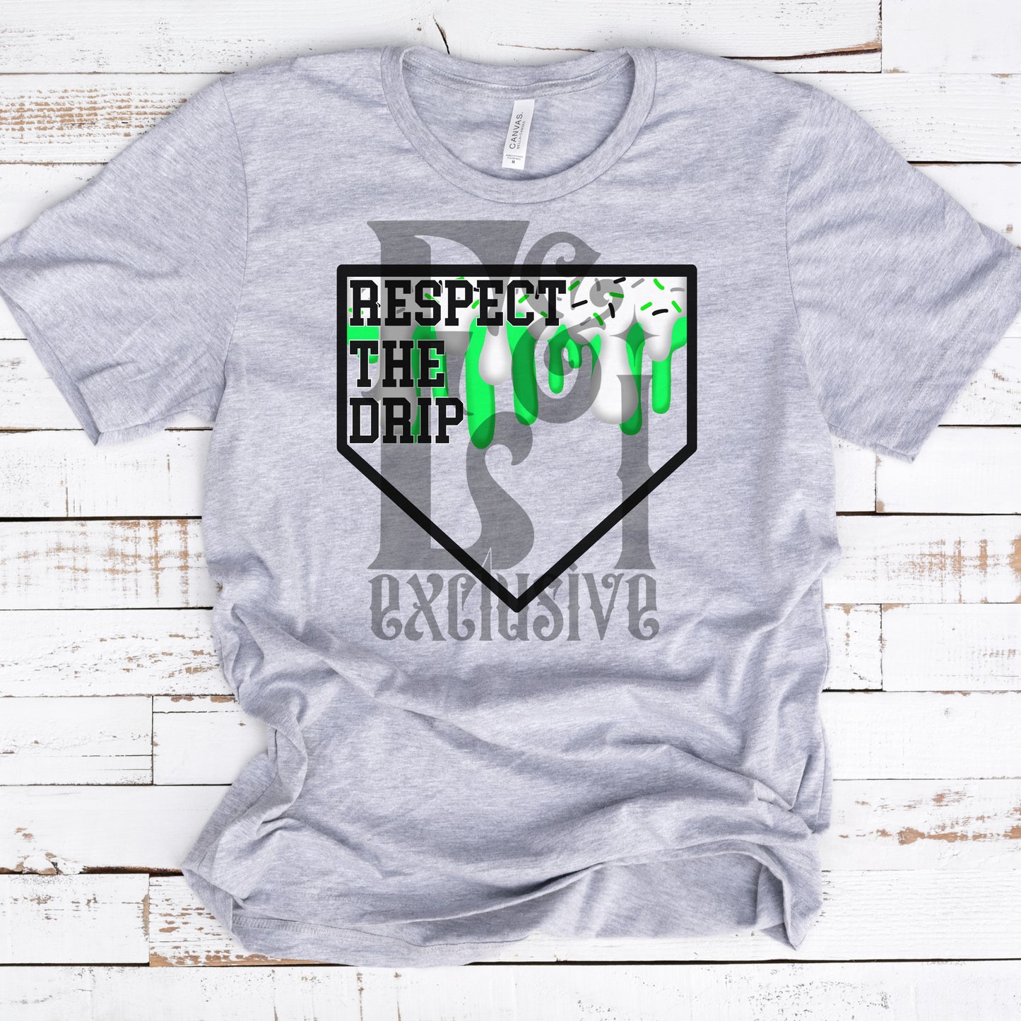 Respect The Drip Neon Green/Black Baseball - DTF Transfer