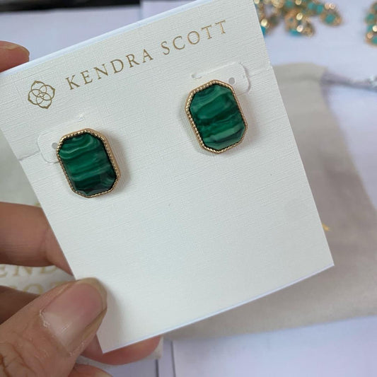 Malachite Octagon Earrings