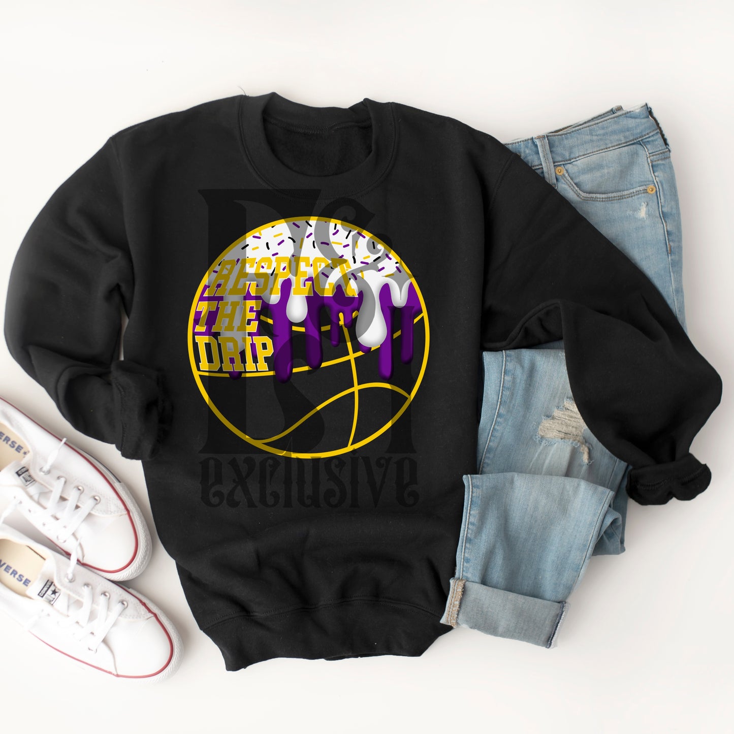 Respect The Drip Purple/Yellow Gold Basketball - DTF Transfer