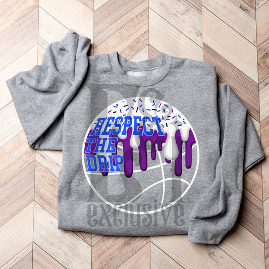 Respect The Drip Purple/Blue Basketball - DTF Transfer