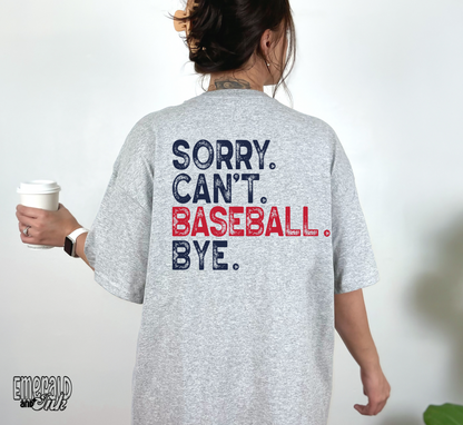 Sorry cant baseball - DTF Transfer