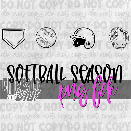 Softball Season Doodle PNG Download - Helmet