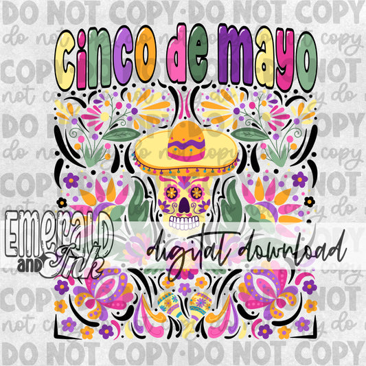 Cinco de Mayo Folk Art (Black) Digital Download