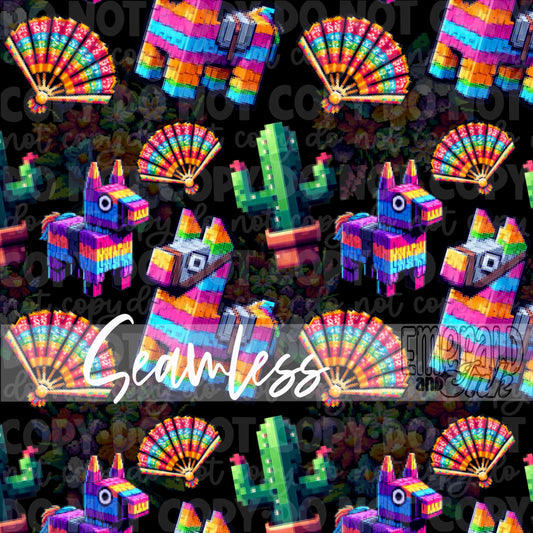 Cinco de Mayo Pixel Art SEAMLESS Digital Download