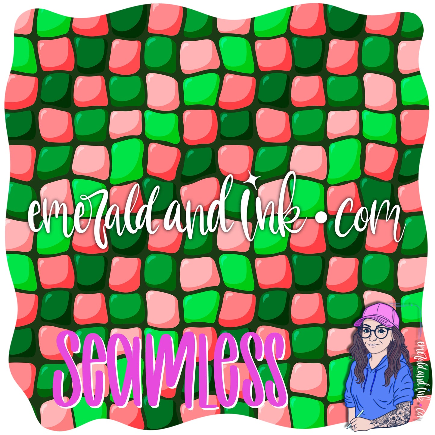 Watermelon Vibes Doodle Seamless JPG (2 files)