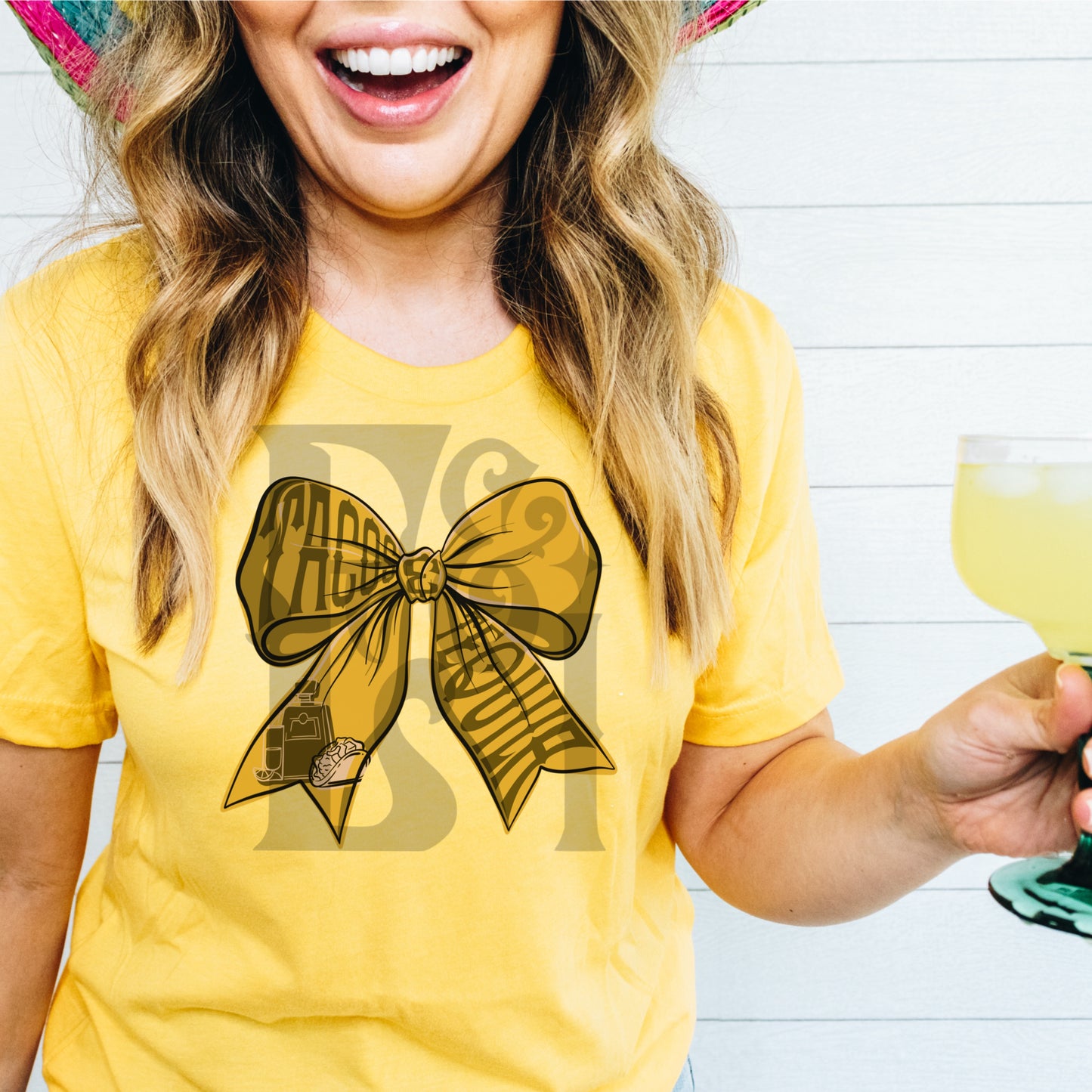 Tacos & Tequila Bow Yellow Digital Download