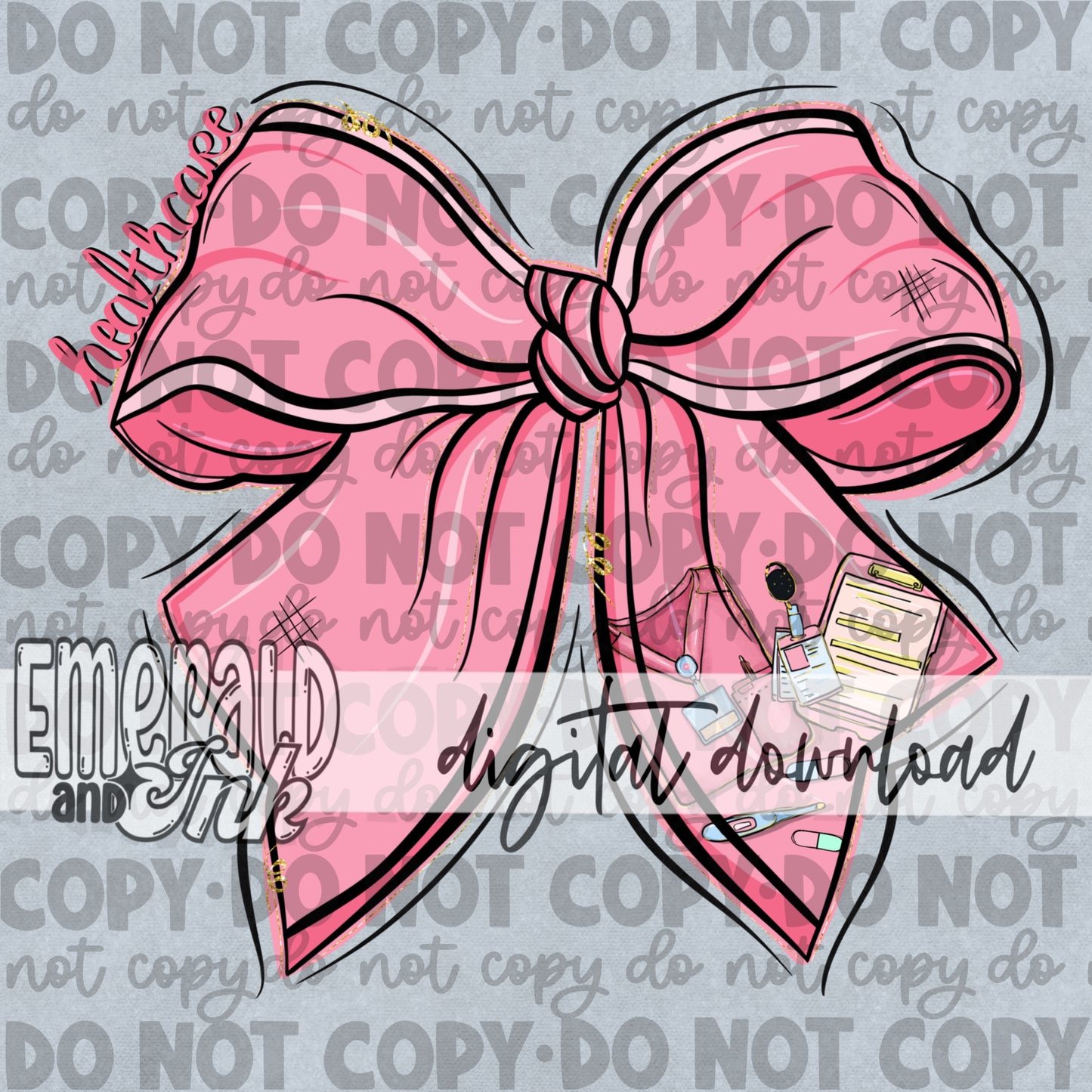 Healthcare Pink Bow Digital Download