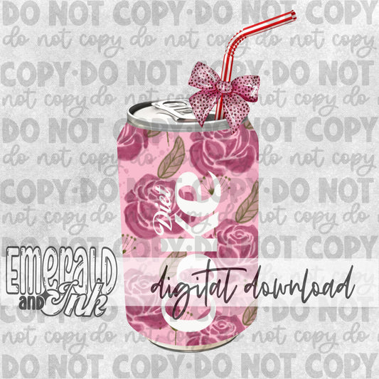 Coquette Rose Diet Soda Can w/ Bow- Digital File Download