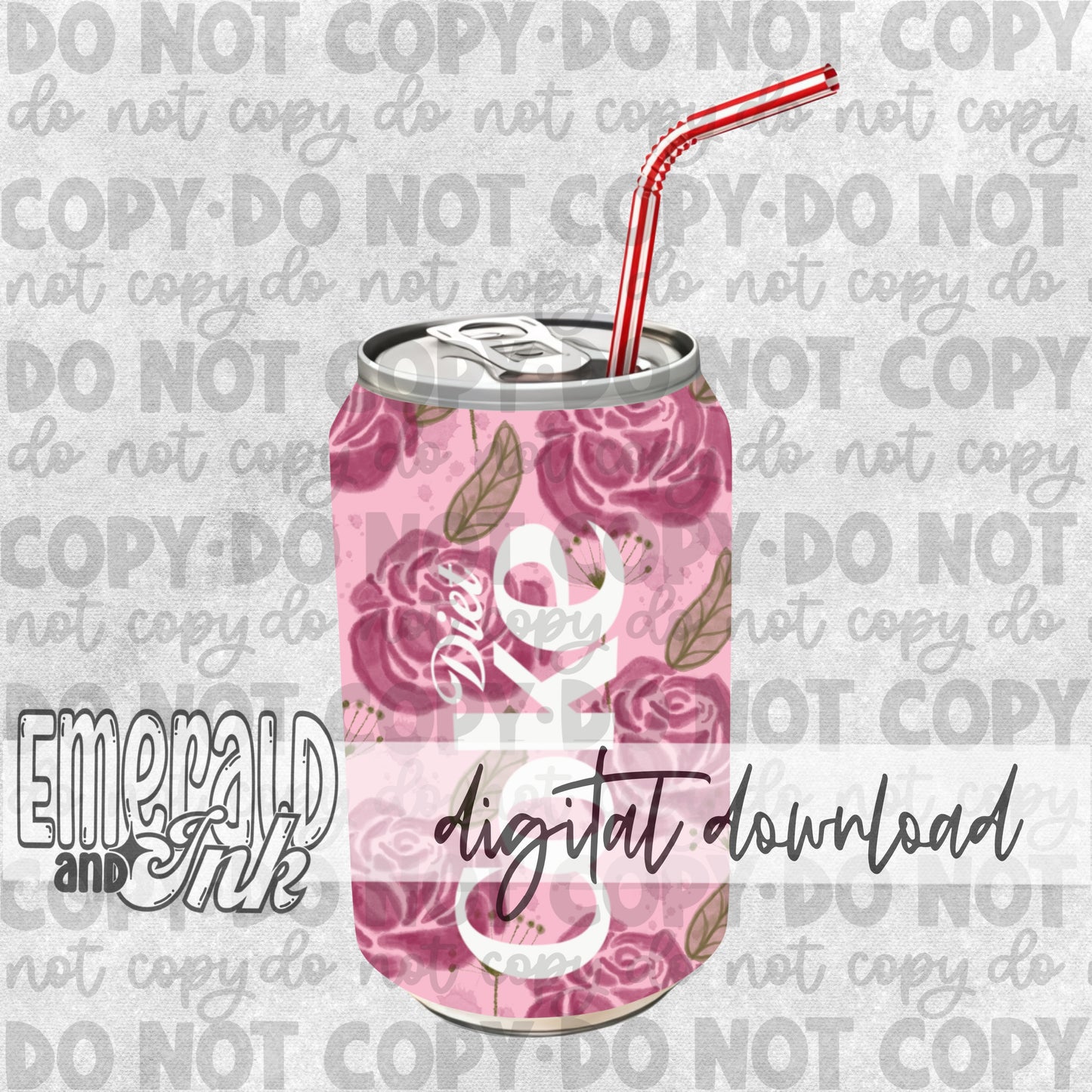 Coquette Rose Diet Soda Can - Digital File Download