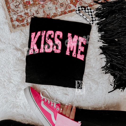 Valentines Kiss Me Varsity DTF Transfer