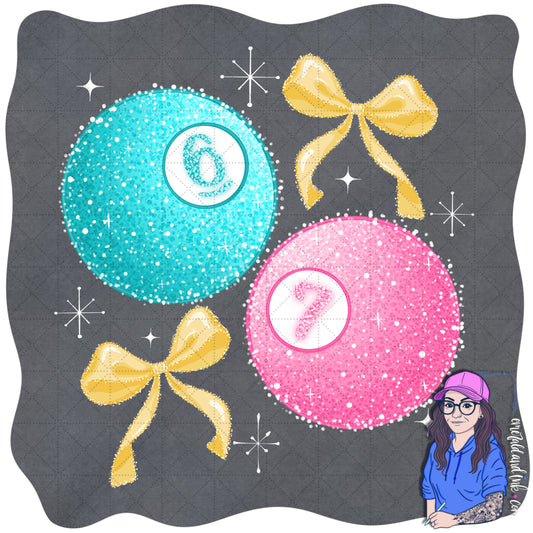 Six Seven Girly Glitter Pool Balls PNG
