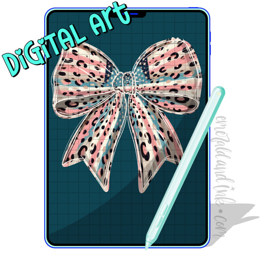 Pink American Flag Bow *Hand Drawn - Digital Download
