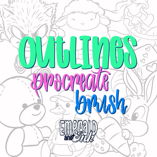Outlines Procreate Stamp Brush - 34 Stamps