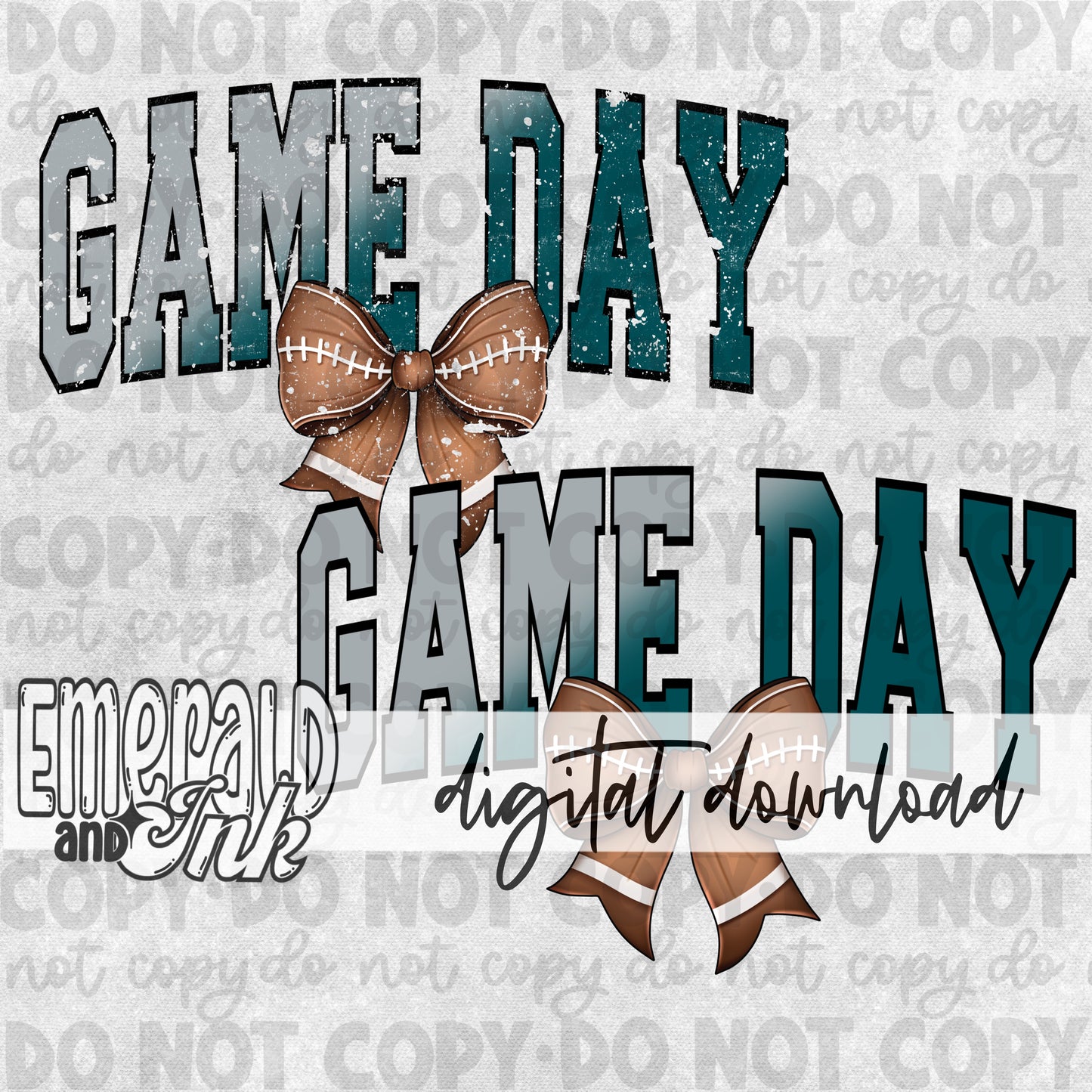 Game Day Football Bow PE Digital Download