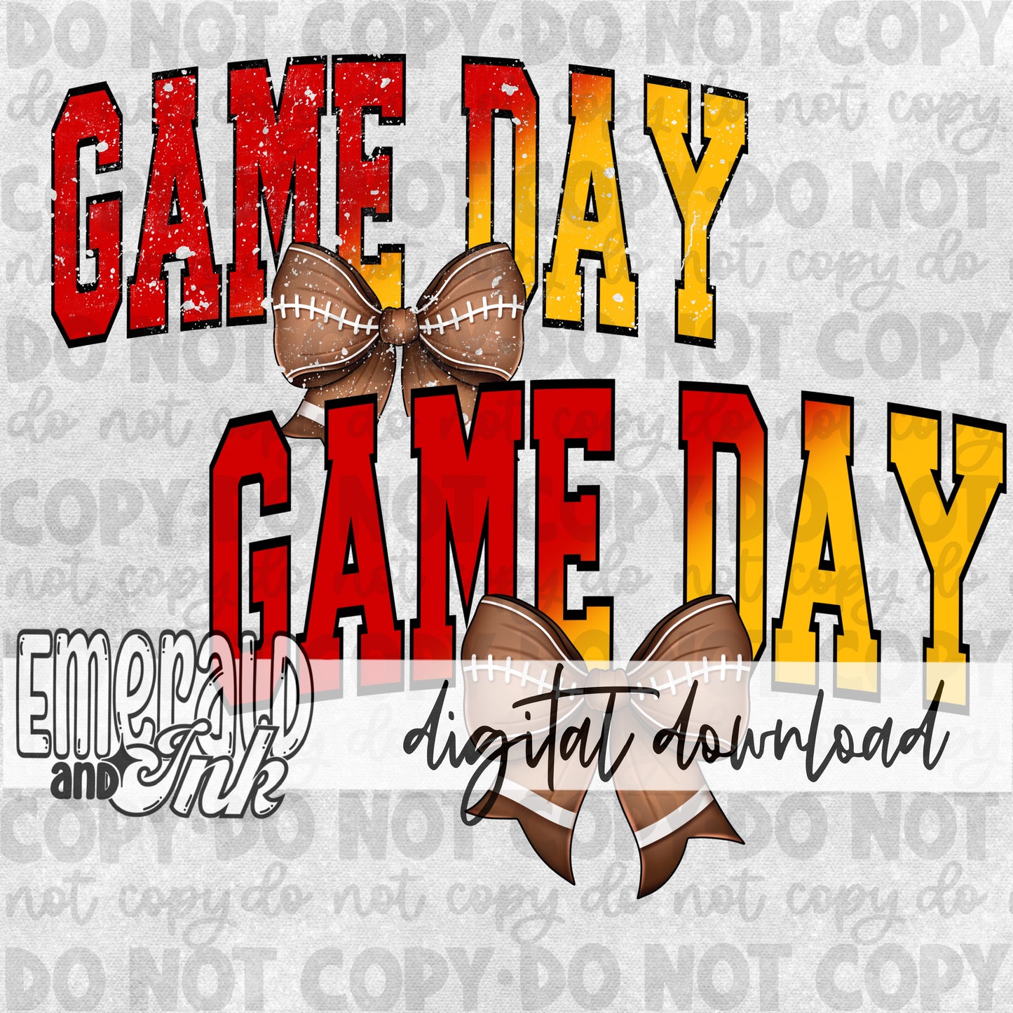 Game Day Football Bow KCC Digital Download