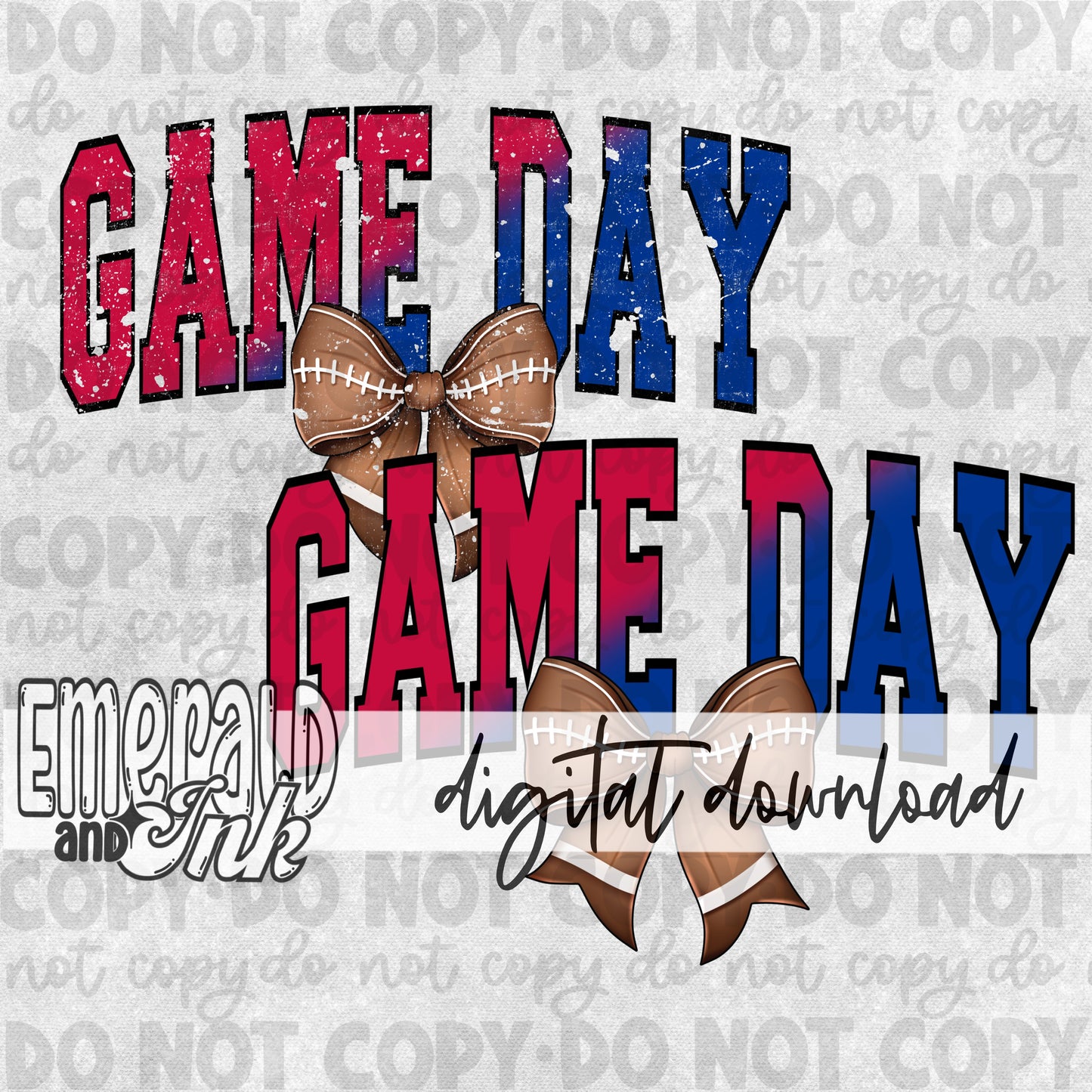 Game Day Football Bow BB Digital Download