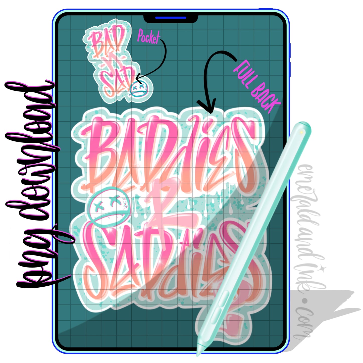 Baddies R Saddies 2 Hand Drawn Graffiti - PNG Digital Download