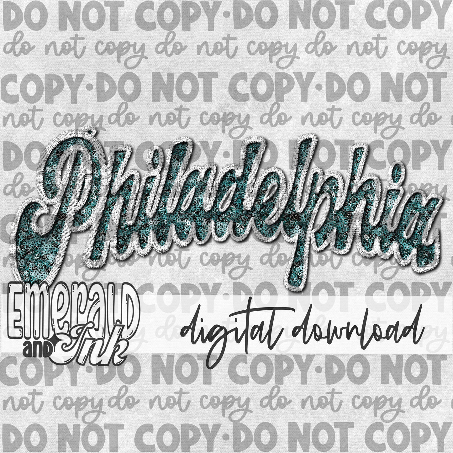 Faux Embroidery Football City Philly Digital Download