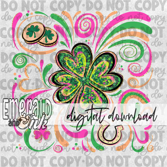 Girly Glitter Clover Digital Download