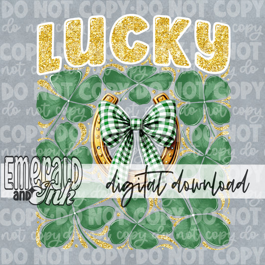 Glitter Lucky Clovers & Horseshoe Digital Download