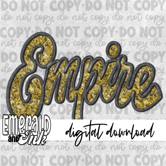 Empire Faux Embroidery (black & gold) - Digital Download