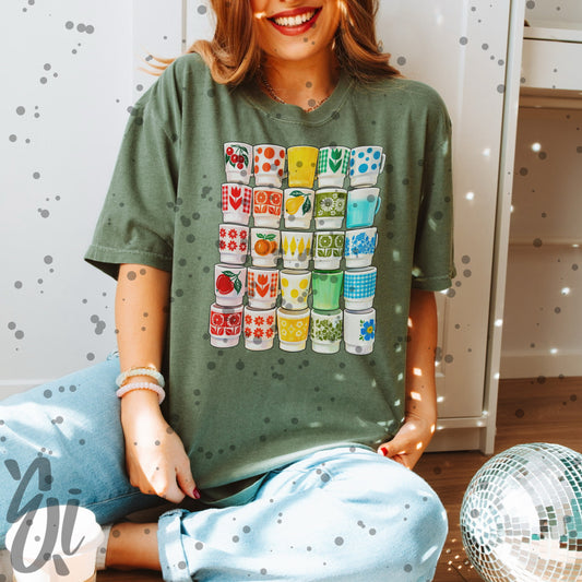 Retro Milk Glass Stack Digital PNG