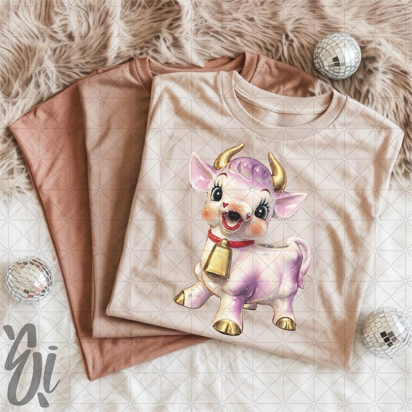 Antique Cow Figurine Digital PNG