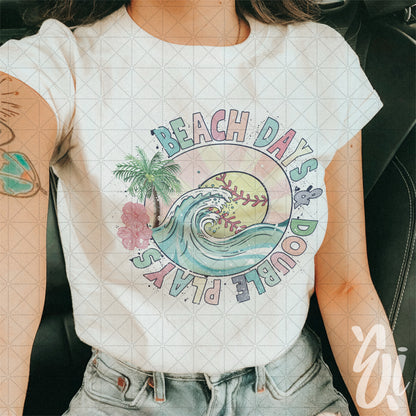 Beach Days & Double Plays Softball PNG