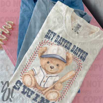Hey Batter Batter Swing Baseball Teddy Bear PNG