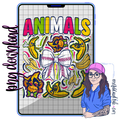 ANIMALS Baseball Collage - Digital Download
