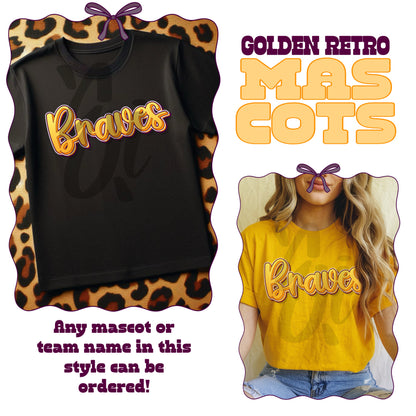 Golden Retro Mascot/Team Digital PNG Design - Order your team today!