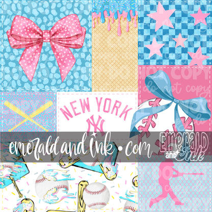 Baseball Team Drip Patchwork Digital File - NY