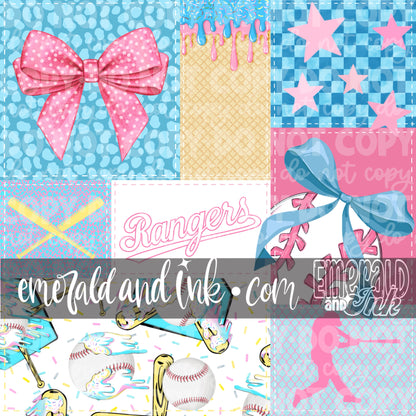Baseball Team Drip Patchwork Digital File - TX