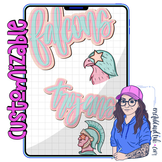 Retro Hand Lettered Star Mascot - Digital Download (customizable)