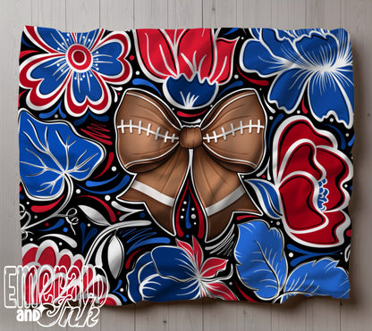 Team Colors Football Bow Cozy Throw Blanket - Multiple Sizes Available