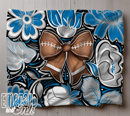 Football Doodle Flower Team Color Seamless (Detroit) - JPEG Digital Download