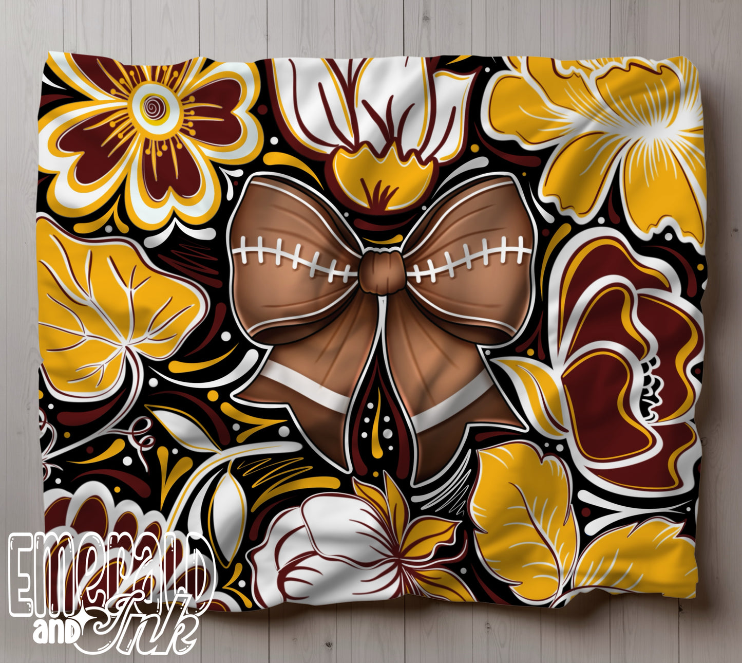 Football Doodle Flower Team Color Seamless (Wash) - JPEG Digital Download
