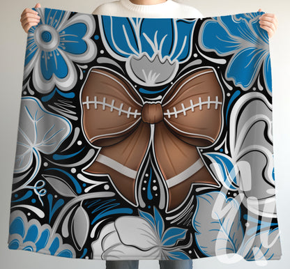 Team Colors Football Bow Cozy Throw Blanket - Multiple Sizes Available