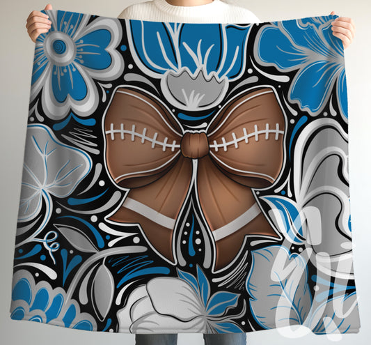 Team Colors Football Bow Cozy Throw Blanket - Multiple Sizes Available