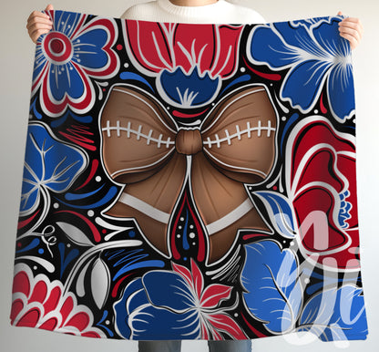 Team Colors Football Bow Cozy Throw Blanket - Multiple Sizes Available