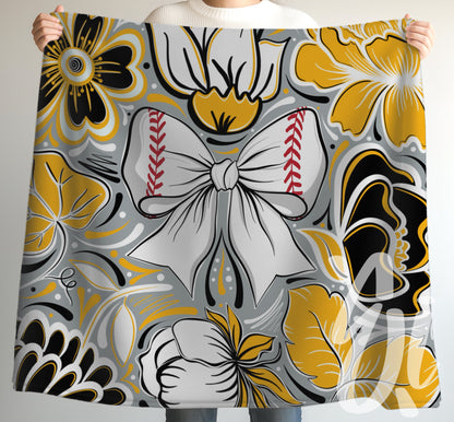 Team Colors Baseball Bow Cozy Throw Blanket - Multiple Sizes Available