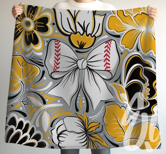 Team Colors Baseball Bow Cozy Throw Blanket - Multiple Sizes Available