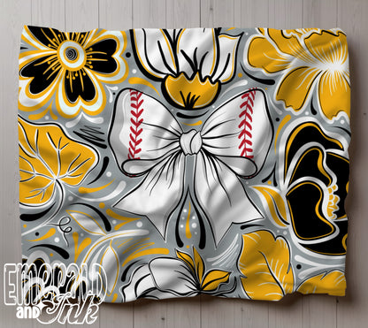 Team Colors Baseball Bow Cozy Throw Blanket - Multiple Sizes Available