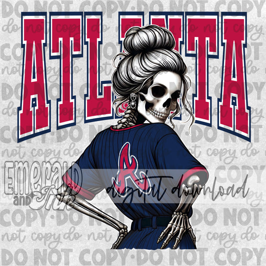 Baseball Team Girl Skellie Digital Download - Atl