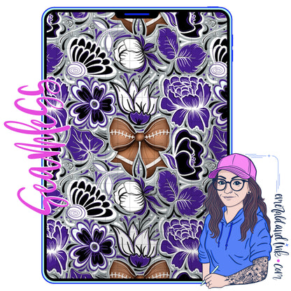 Football Doodle Flower Team Color Seamless (Balt) - JPEG Digital Download