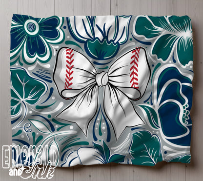 Baseball Doodle Flower Team Color Seamless (Seattle) - JPEG Digital Download